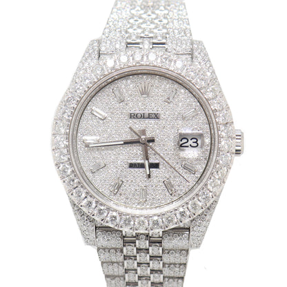 Rolex Mens Datejust Iced Out Stainless Steel 41mm Custom Pave Diamond Dial Watch Reference# 126300 - Happy Jewelers Fine Jewelry Lifetime Warranty