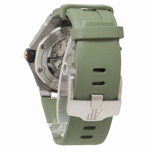Audemars Piguet Mens Royal Oak Offshore Stainless Steel 42mm Khaki Green Dial with "Mega Tapisserie Dial Watch Reference# 15720ST.OO.A052CA.01 - Happy Jewelers Fine Jewelry Lifetime Warranty