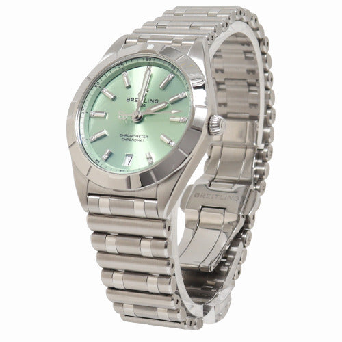 Breitling Lades Chronomat Stainless Steel 32mm Green Stick Dial Watch Reference# A77310101L1A1 - Happy Jewelers Fine Jewelry Lifetime Warranty
