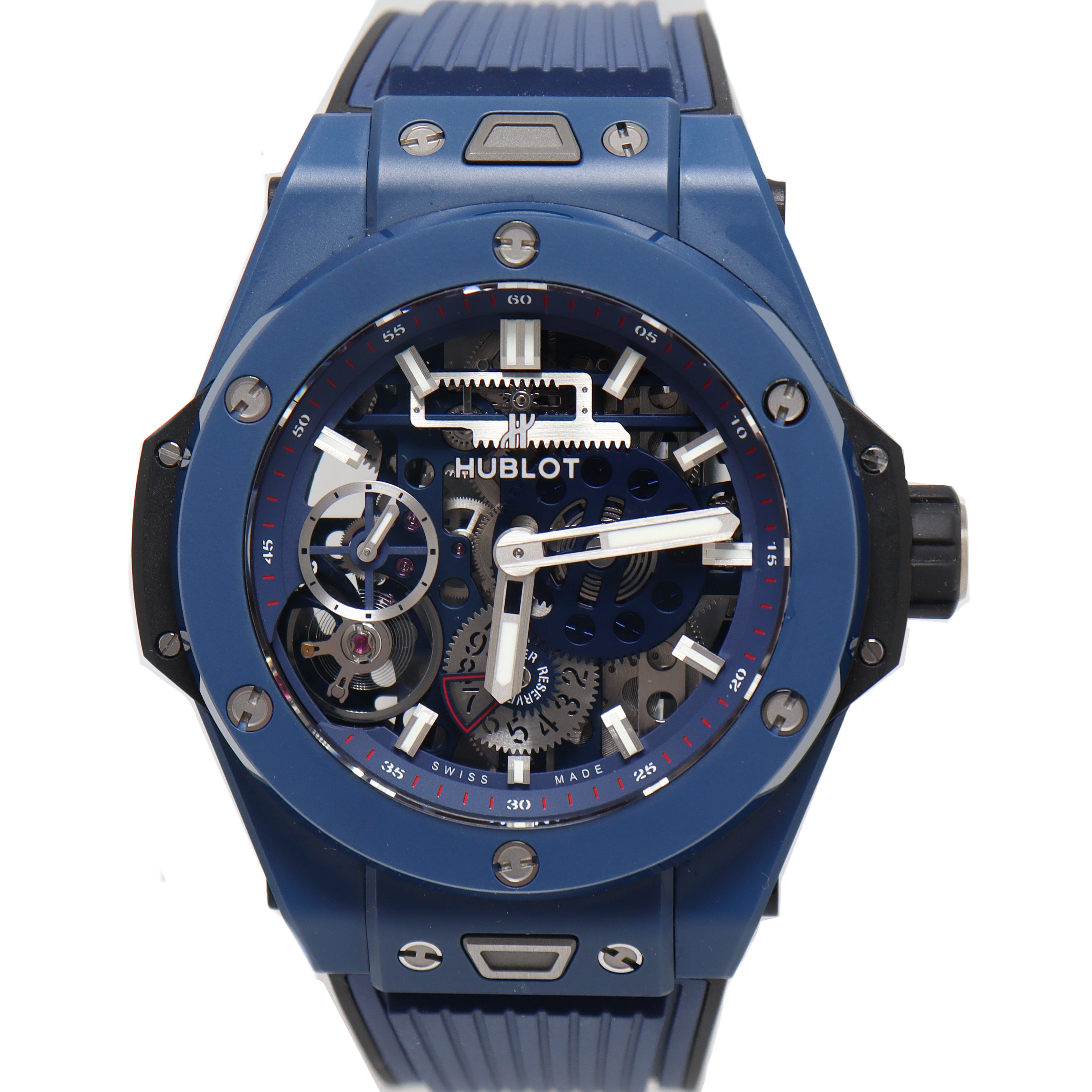 Hublot Mens Big Bang Meca 10 Blue Caeramic 45mm Skeleton Dial Watch Reference# 414.EX.5123.RX - Happy Jewelers Fine Jewelry Lifetime Warranty