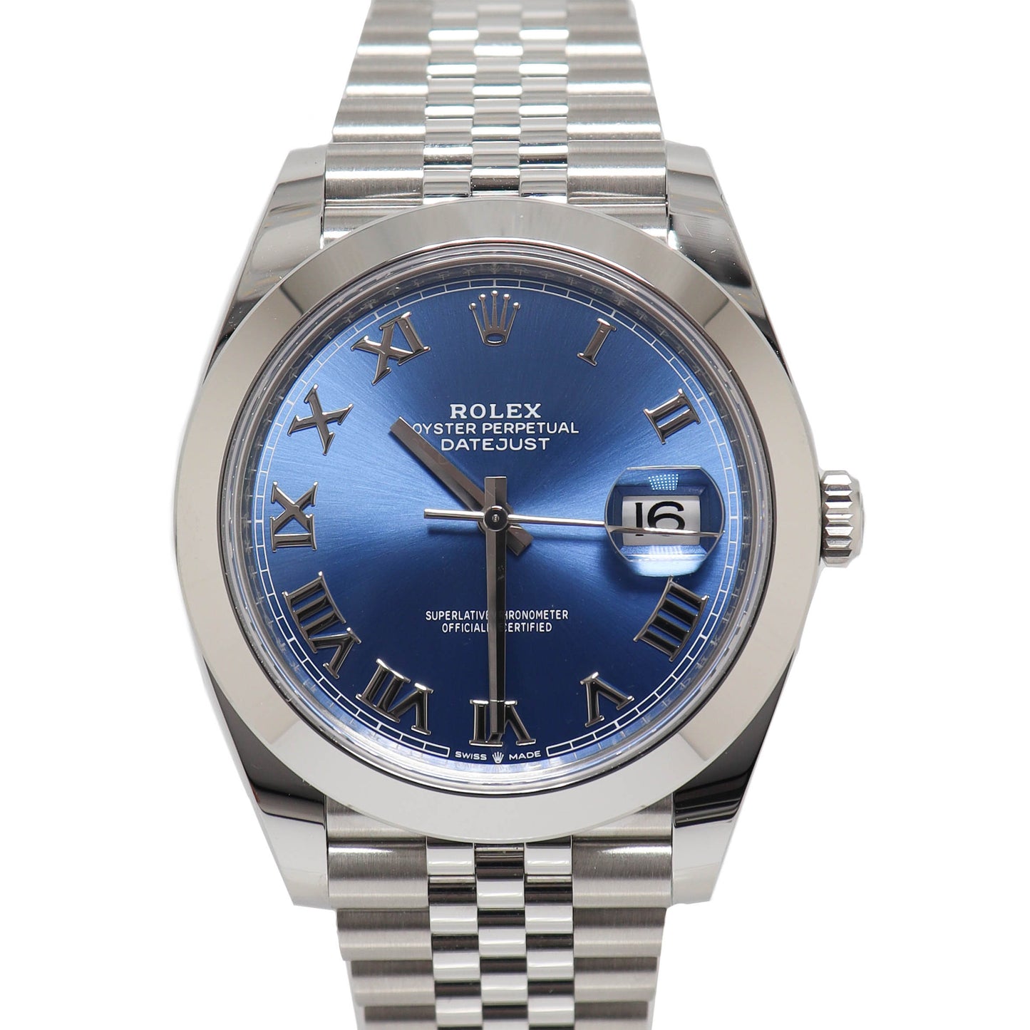 Rolex Men's Datejust Stainless Steel 41mm Blue Roman Dial Watch Reference# 126300 - Happy Jewelers Fine Jewelry Lifetime Warranty