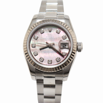 Rolex Ladies Datejust Stainless Steel 26mm Dark MOP Diamond Dial Watch Reference# 179174 - Happy Jewelers Fine Jewelry Lifetime Warranty