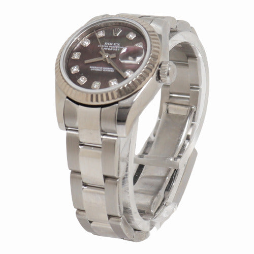 Rolex Ladies Datejust Stainless Steel 26mm Dark MOP Diamond Dial Watch Reference# 179174 - Happy Jewelers Fine Jewelry Lifetime Warranty