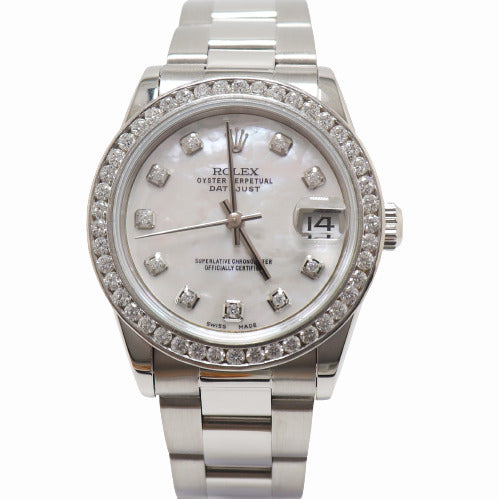 Rolex Ladies Datejust Stainless Steel 31mm White MOP Diamond Dial Watch Reference# 78274 - Happy Jewelers Fine Jewelry Lifetime Warranty