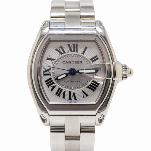 Cartier Roadster Stainless Steel Silver Roman Dial 38mm Watch Ref