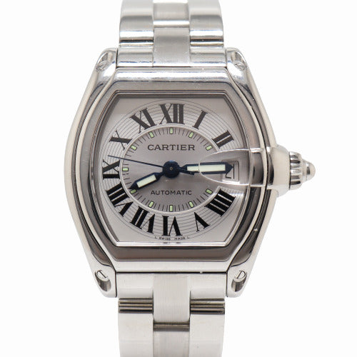 Cartier Roadster Stainless Steel Silver Roman Dial 38mm Watch Ref# W62000V3 - Happy Jewelers Fine Jewelry Lifetime Warranty