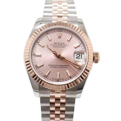 Rolex Ladies Datejust Everose & Stainless Steel 31mm Pink Stick Dial Watch Reference# 178271 - Happy Jewelers Fine Jewelry Lifetime Warranty