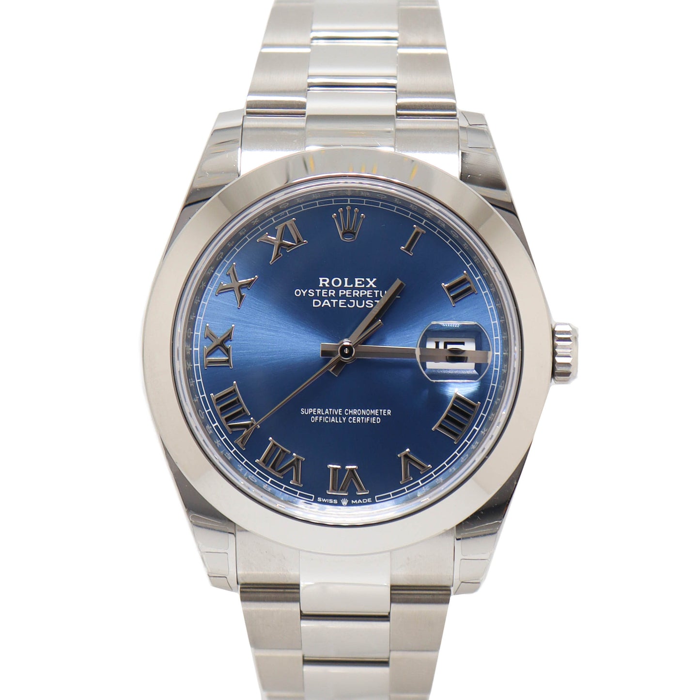 Rolex Men's Datejust Stainless Steel 41mm Blue Roman Dial Watch Reference# 126300 - Happy Jewelers Fine Jewelry Lifetime Warranty