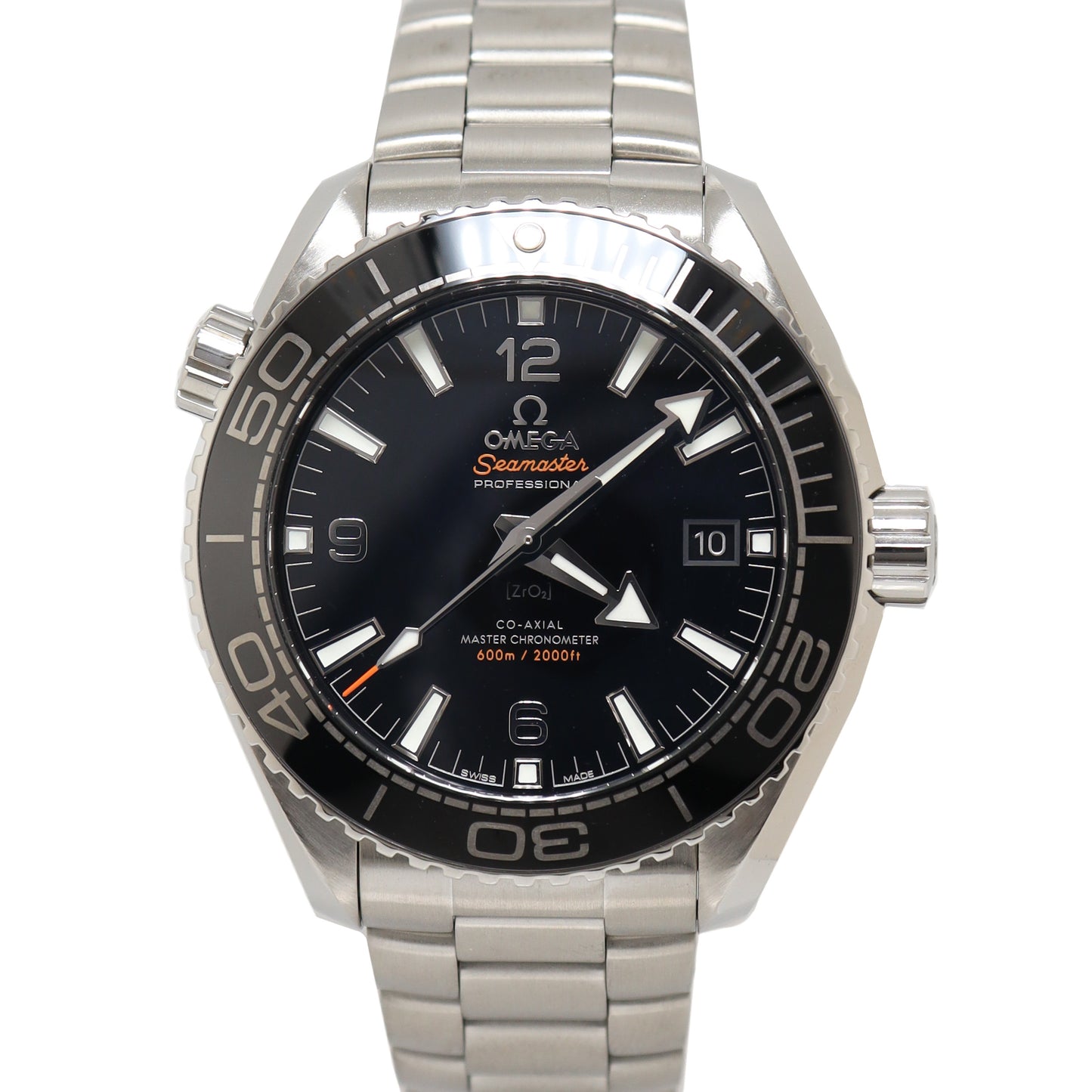 Omega Mens Seamaster Planet Ocean Stainless Steel Black Stick Dial Watch Reference# 215.30.44.21.01.001 - Happy Jewelers Fine Jewelry Lifetime Warranty