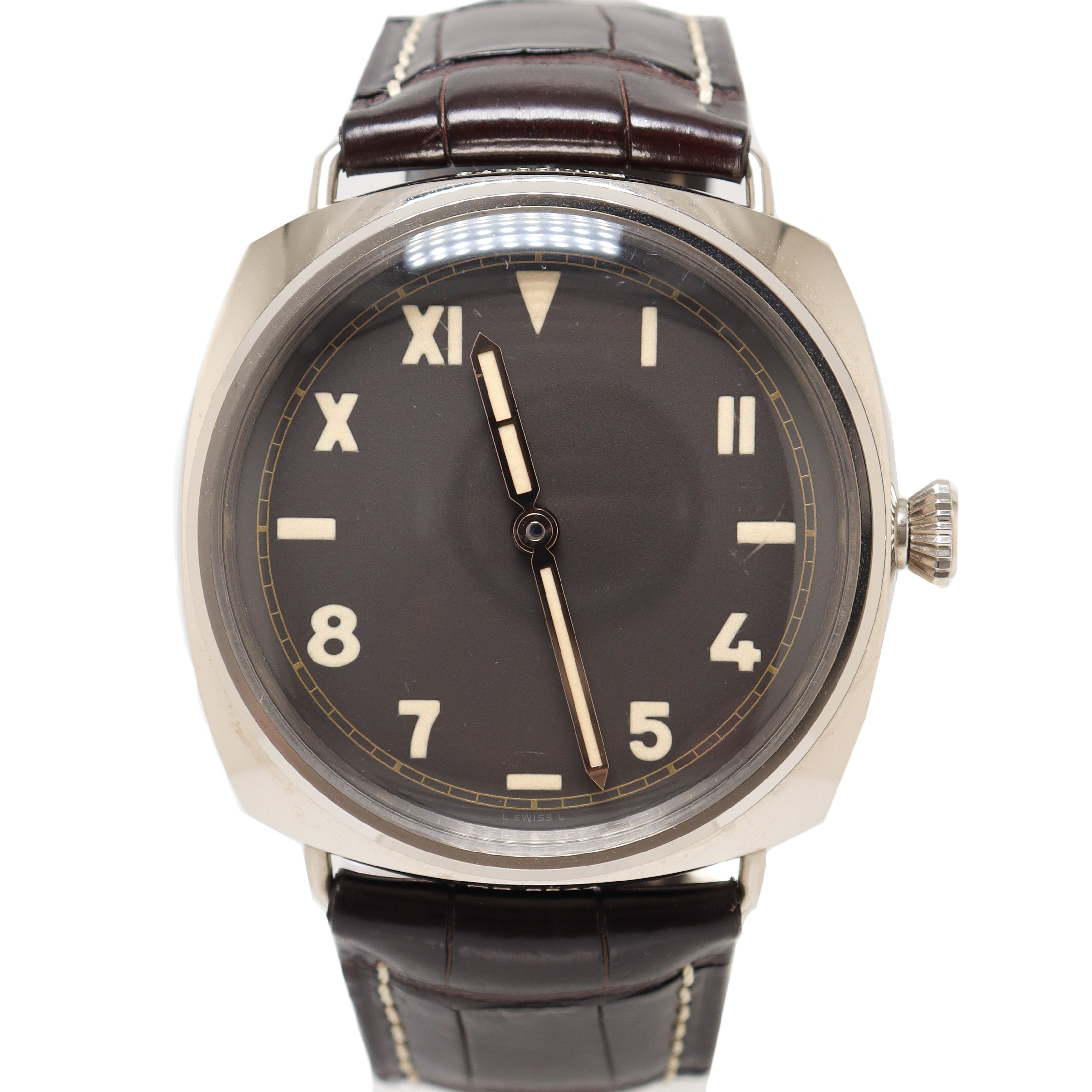 Panerai Mens Radiormir White Gold 47mm Brown Stick Dial & Numeral Dial Watch Reference# PAM00376 - Happy Jewelers Fine Jewelry Lifetime Warranty