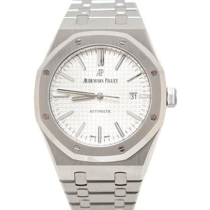 Audemars Piguet Royal Oak Stainless Steel 41mm White Grande Tapisserie Dial Watch Reference# 15400ST.00.1220ST.02 - Happy Jewelers Fine Jewelry Lifetime Warranty