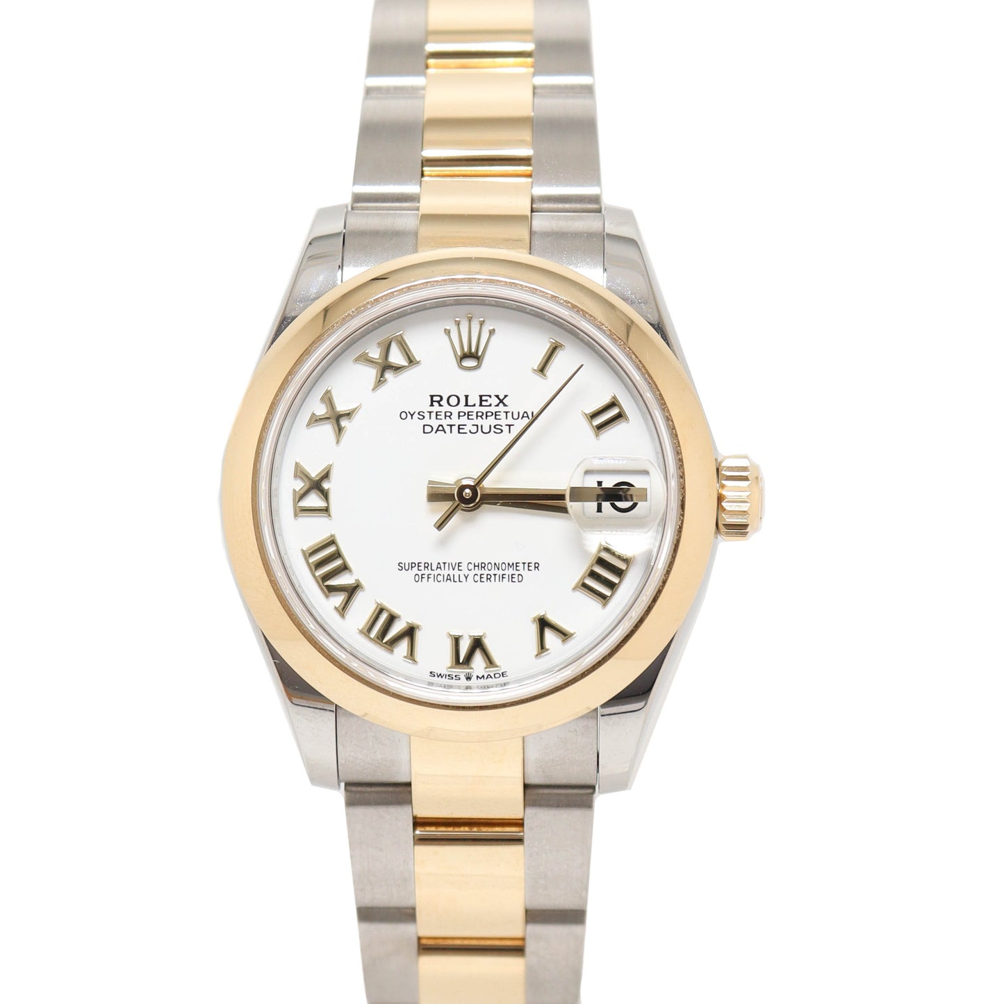 Rolex Ladies Datejust Two-Tone Yellow Gold & Steel 31mm White Roman Dial Watch Referene# 278243 - Happy Jewelers Fine Jewelry Lifetime Warranty