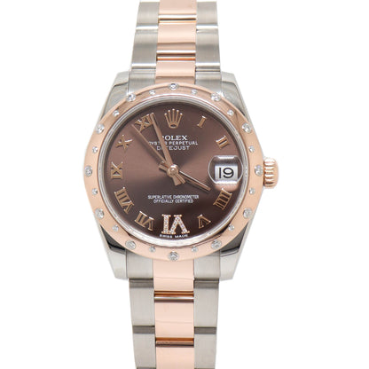 Rolex Datejust Everose & Stainless Steel 31mm Rhodium Roman Dial Watch Reference# 178341 - Happy Jewelers Fine Jewelry Lifetime Warranty
