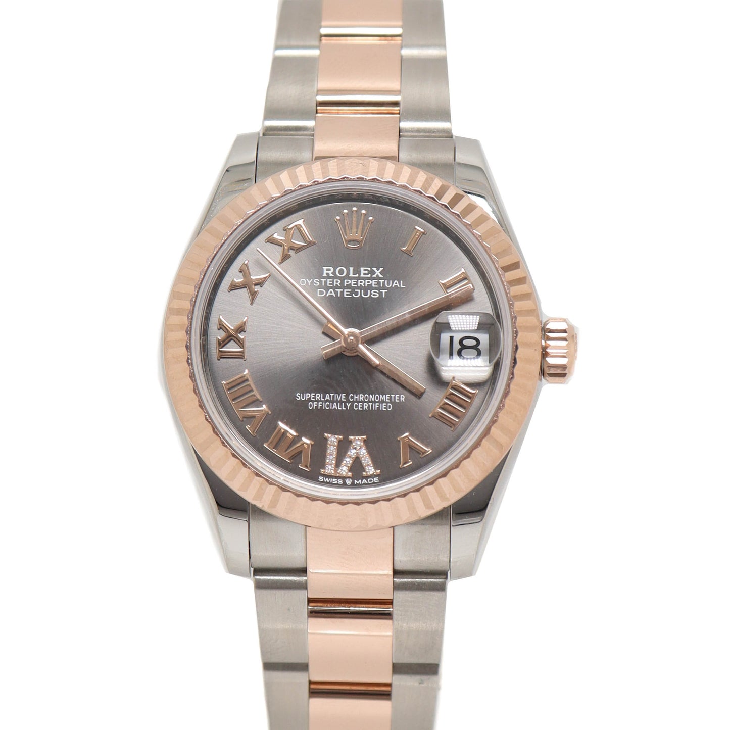 Rolex Ladies Datejust 31MM Everose & Stainless Steel Rhodium Roman Dial Watch Reference# 278271 - Happy Jewelers Fine Jewelry Lifetime Warranty