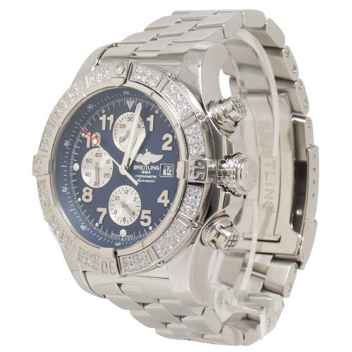 Breitling Men's Super Avenger Stainless Steel 48mm Blue Chronograph Dial Watch Reference# A13370 - Happy Jewelers Fine Jewelry Lifetime Warranty