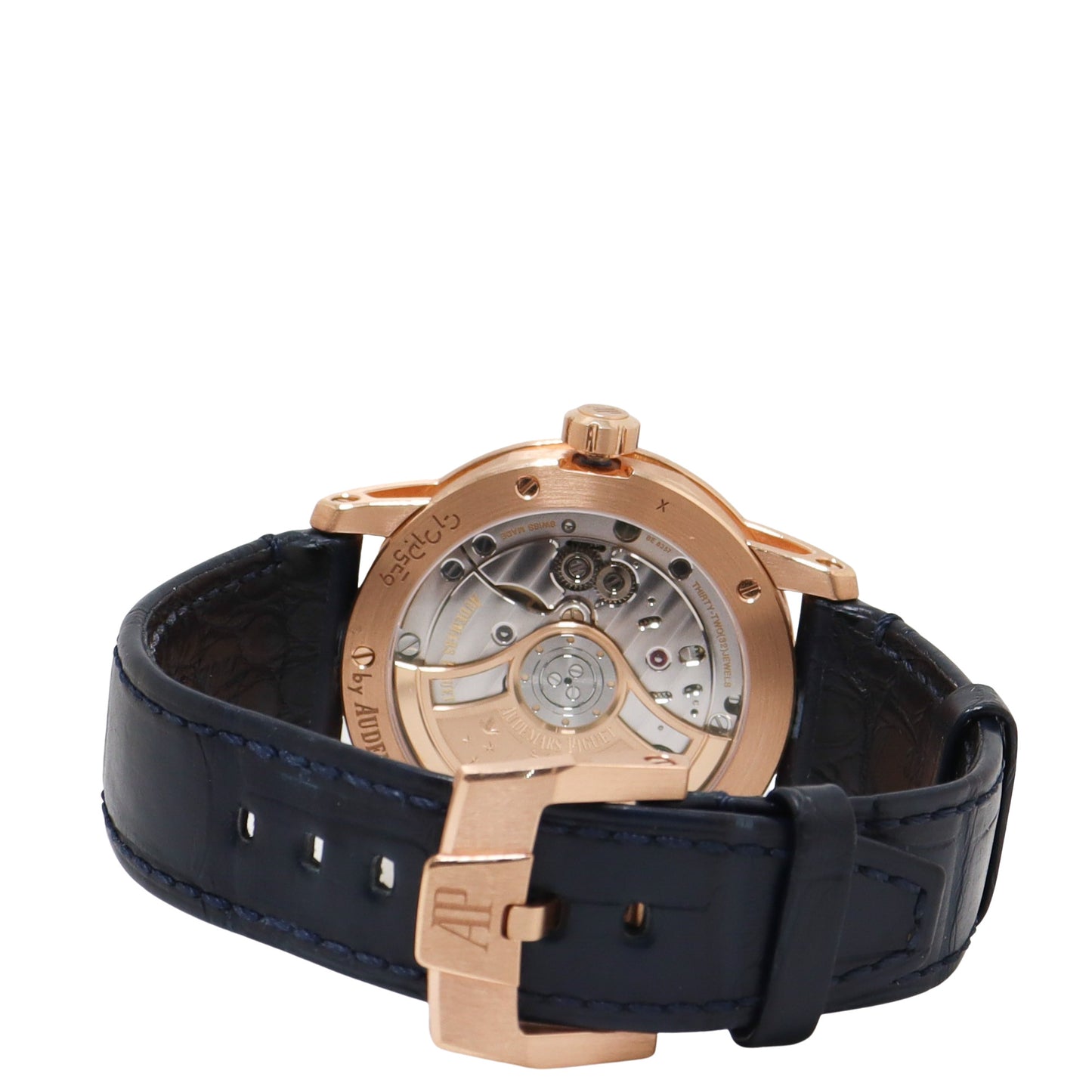Audemar's Piguet Mens Rose Gold 41mm Smoked Lacquered Blue Dial Watch Reference# 15210OR.OO.A028CR.01 - Happy Jewelers Fine Jewelry Lifetime Warranty