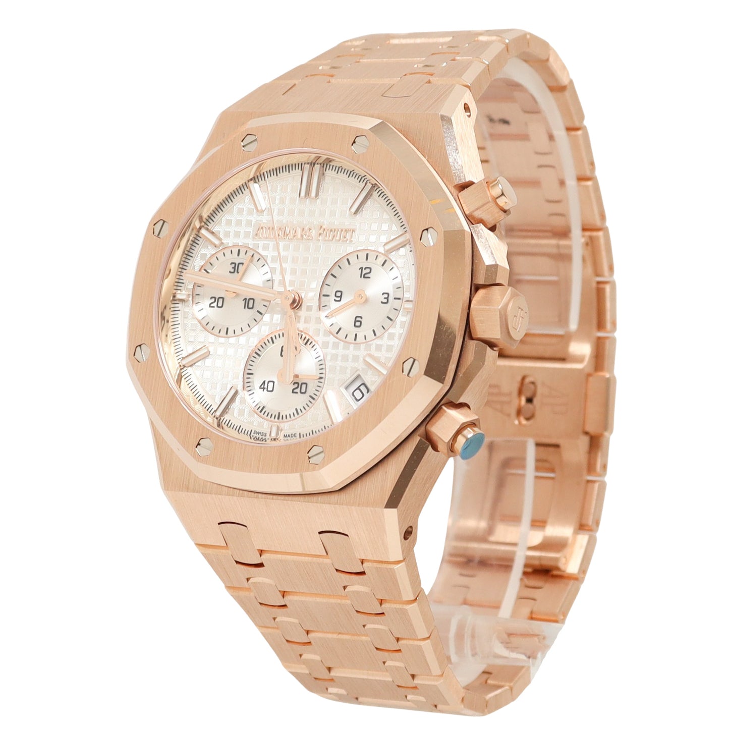 Audemar's Piguet Mens Rose Gold 41mm Silver Toned Grande Tapisserie Dial Watch Reference# 26240OR.OO.1320OR.03 - Happy Jewelers Fine Jewelry Lifetime Warranty
