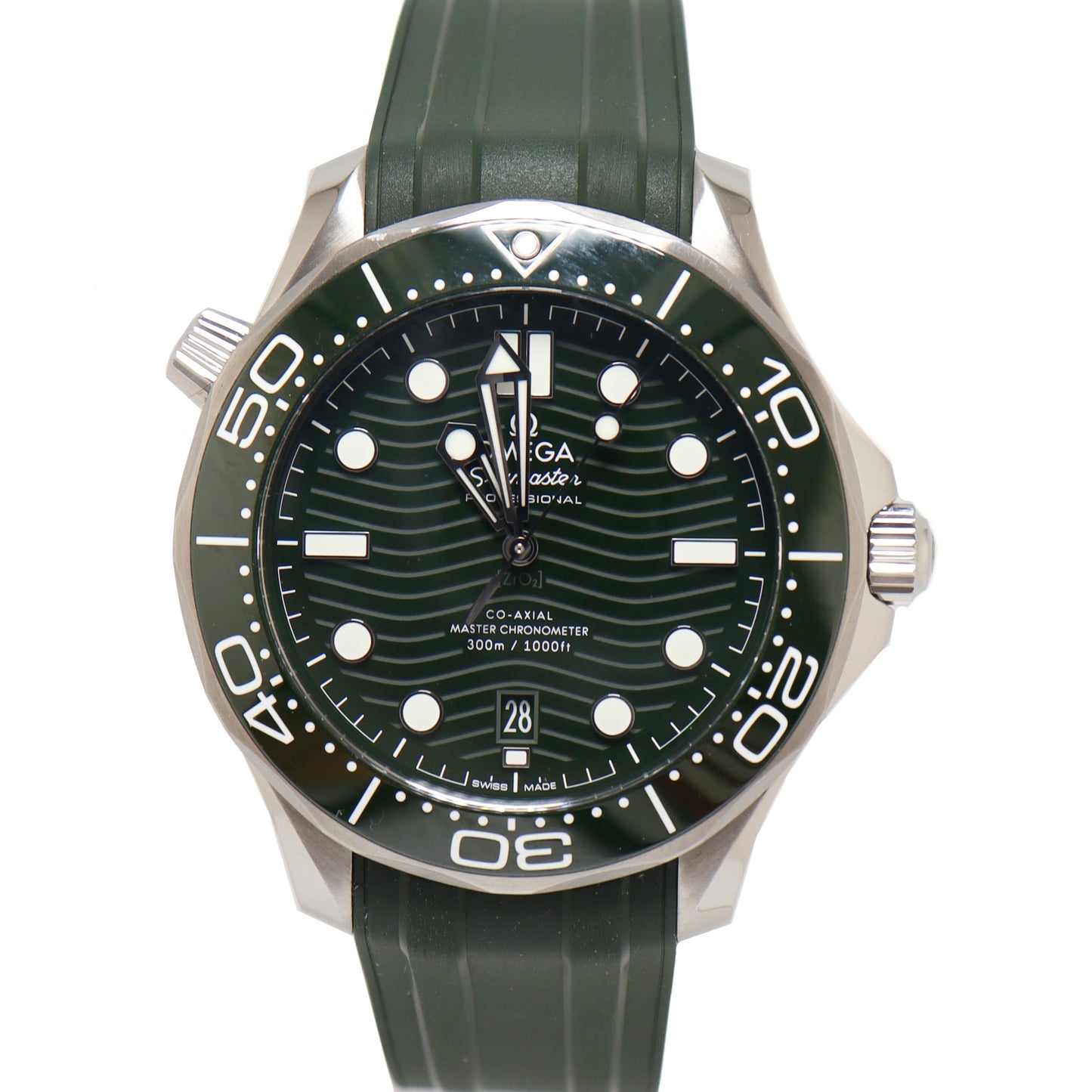 Omega Mens Seamaster Stainless Steel 42mm Green Wave Dot Dial Watch Reference# 210.32.42.20.10.001 - Happy Jewelers Fine Jewelry Lifetime Warranty