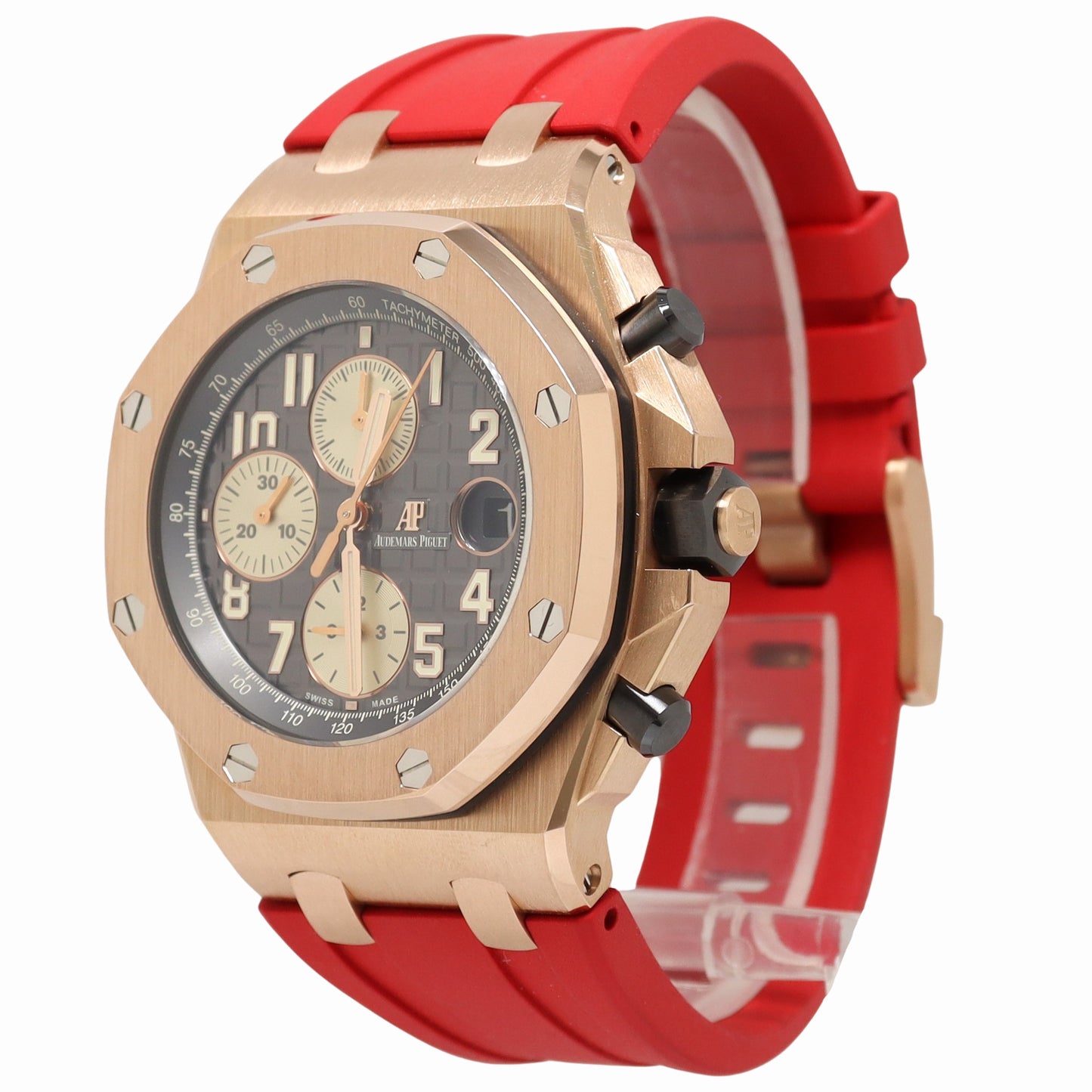 Audemars Piguet Royal Oak Offshore 42mm Rose Gold Gray Ruthenium Mega Tapisserie Dial Watch Reference# 26470OR.OO.A125CR.01 - Happy Jewelers Fine Jewelry Lifetime Warranty