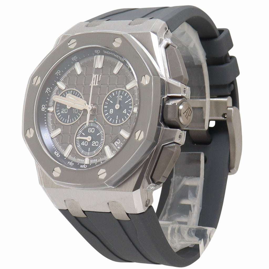 Audemars Piguet Royal Oak Offshore 43mm Titanium Gray Mega Tapisserie Dial Watch Reference# 26420IO.OO.A009CA.01 - Happy Jewelers Fine Jewelry Lifetime Warranty
