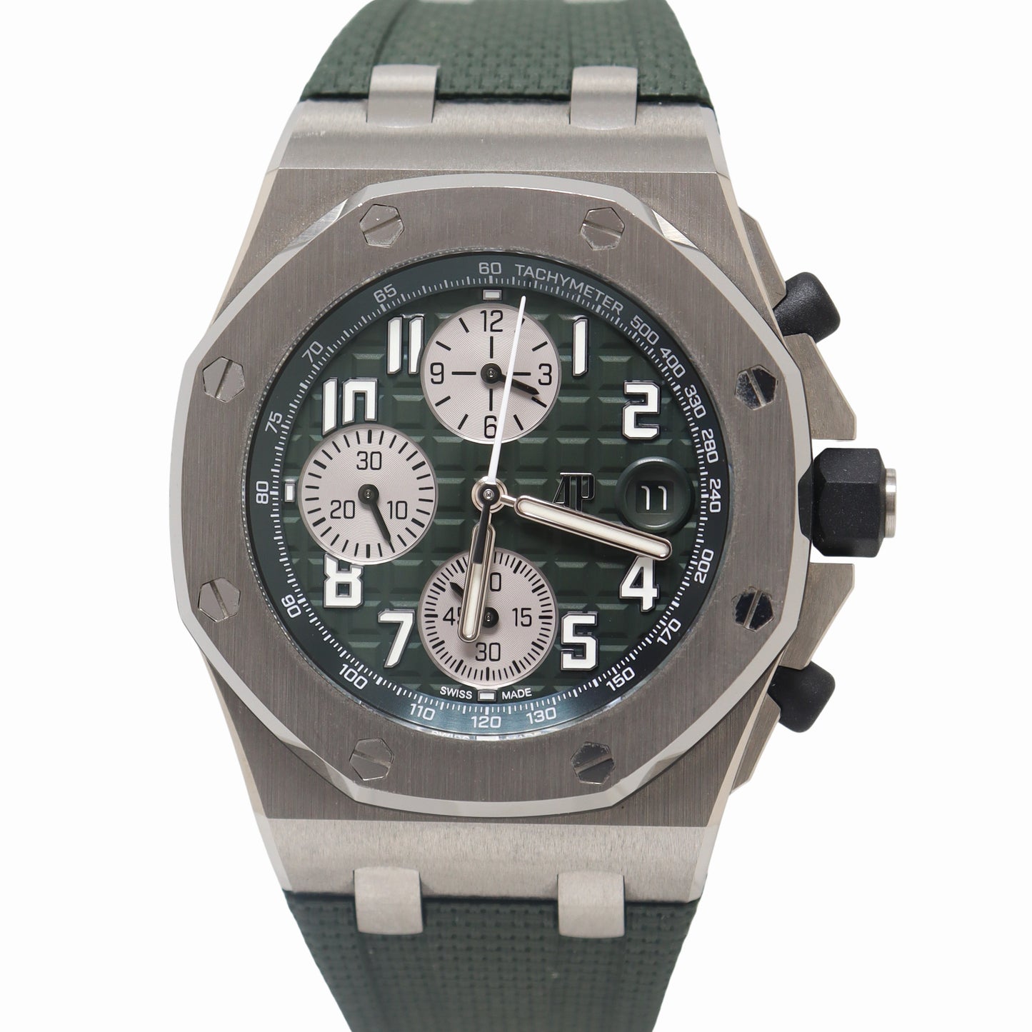 Audemars Piguet Royal Oak Offshore 42mm Khaki Green Chronograph Dial Watch Reference# 26238TI.OO.A056CA.01 - Happy Jewelers Fine Jewelry Lifetime Warranty
