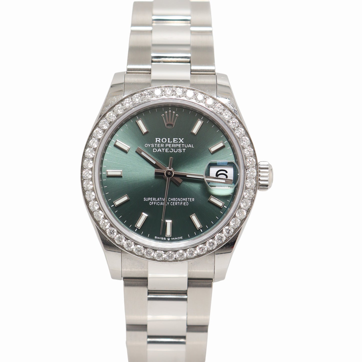 Rolex Datejust 31mm Stainless Steel Green Stick Dial Watch Reference# 278240 - Happy Jewelers Fine Jewelry Lifetime Warranty