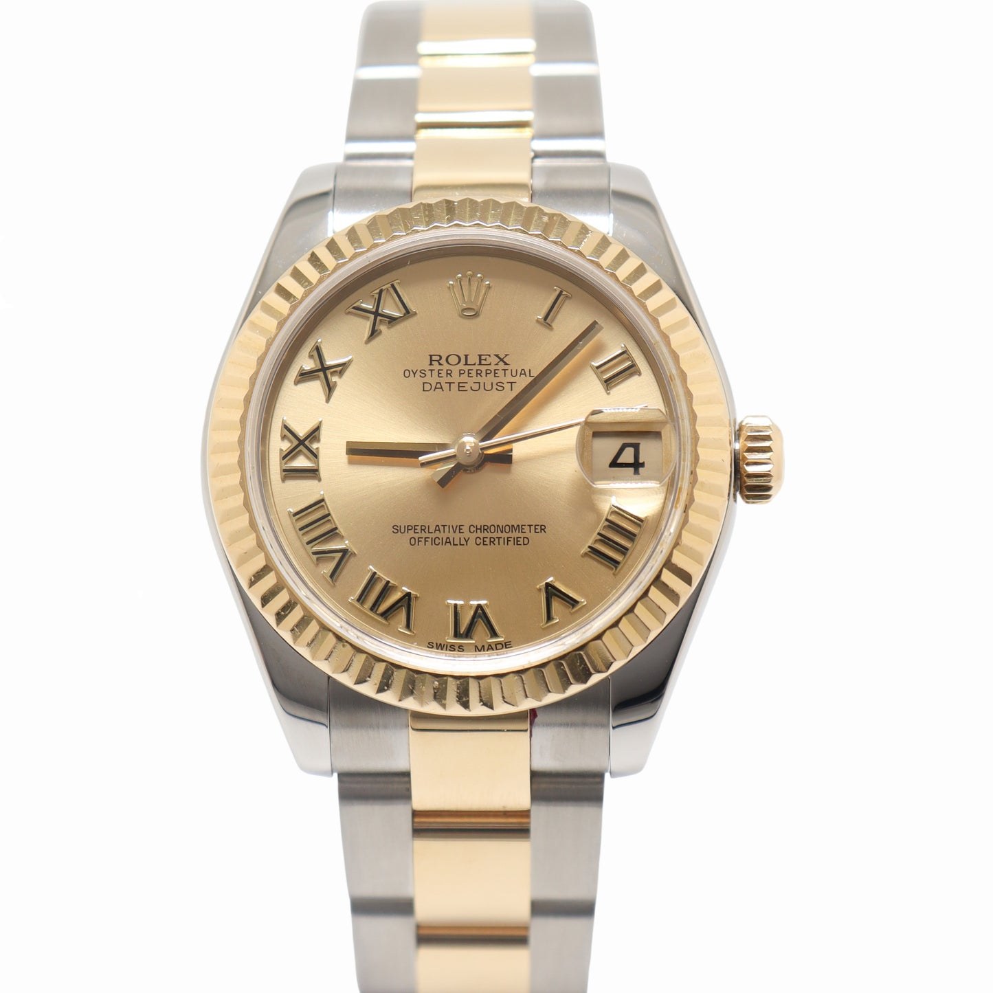 Rolex Datejust 31mm Yellow Gold & Stainless Steel Champagne Roman Dial Watch Reference# 178273 - Happy Jewelers Fine Jewelry Lifetime Warranty