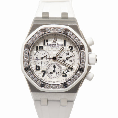 Audemars Piguet Royal Oak Offshore 37mm White Chonograph Dial Watch Reference# 26048SK.ZZ.D010CA.01 - Happy Jewelers Fine Jewelry Lifetime Warranty