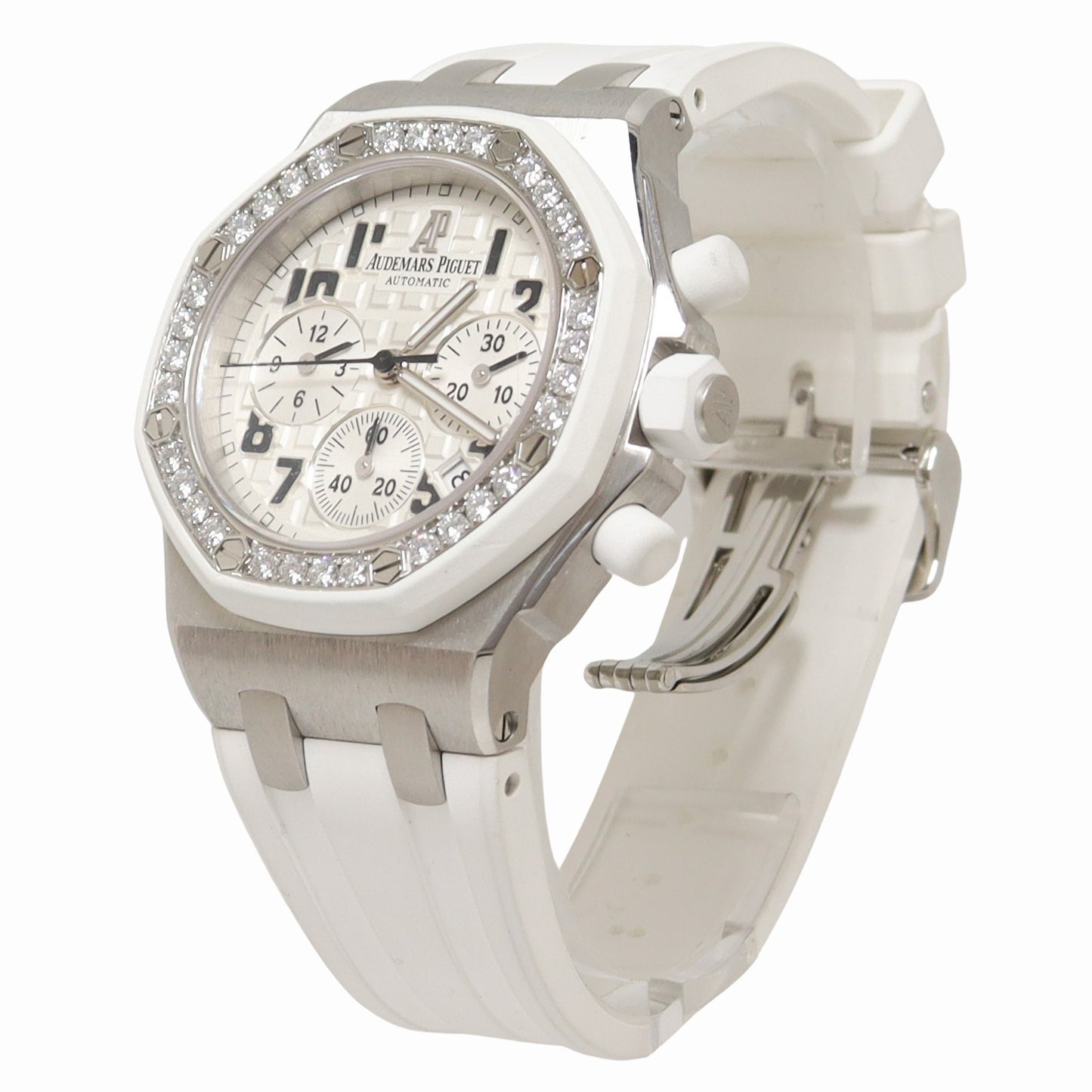 Audemars Piguet Royal Oak Offshore 37mm White Chonograph Dial Watch Reference# 26048SK.ZZ.D010CA.01 - Happy Jewelers Fine Jewelry Lifetime Warranty