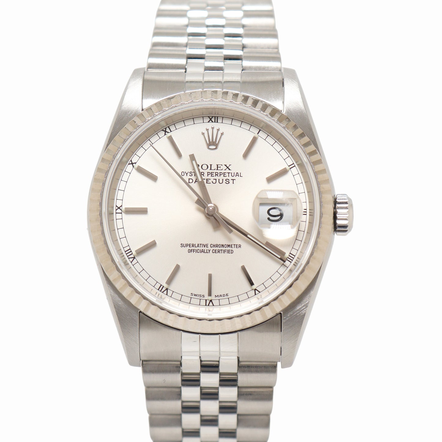gift ekstensivt kollision Rolex Datejust 36mm Stainless Steel Silver Stick Dial Watch Reference# 16234  | Happy Jewelers