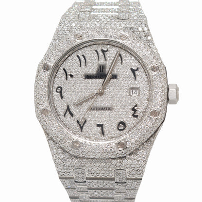 Audemars Piguet Royal Oak 41mm ICED OUT Stainless Steel Pave Diamond Dial Watch - Happy Jewelers Fine Jewelry Lifetime Warranty