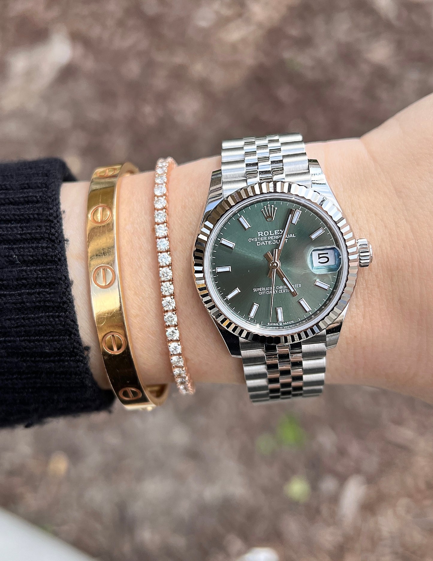 Rolex Ladies Datejust Stainless Steel 31mm Mint Green Stick Dial Watch Reference #: 278274 - Happy Jewelers Fine Jewelry Lifetime Warranty