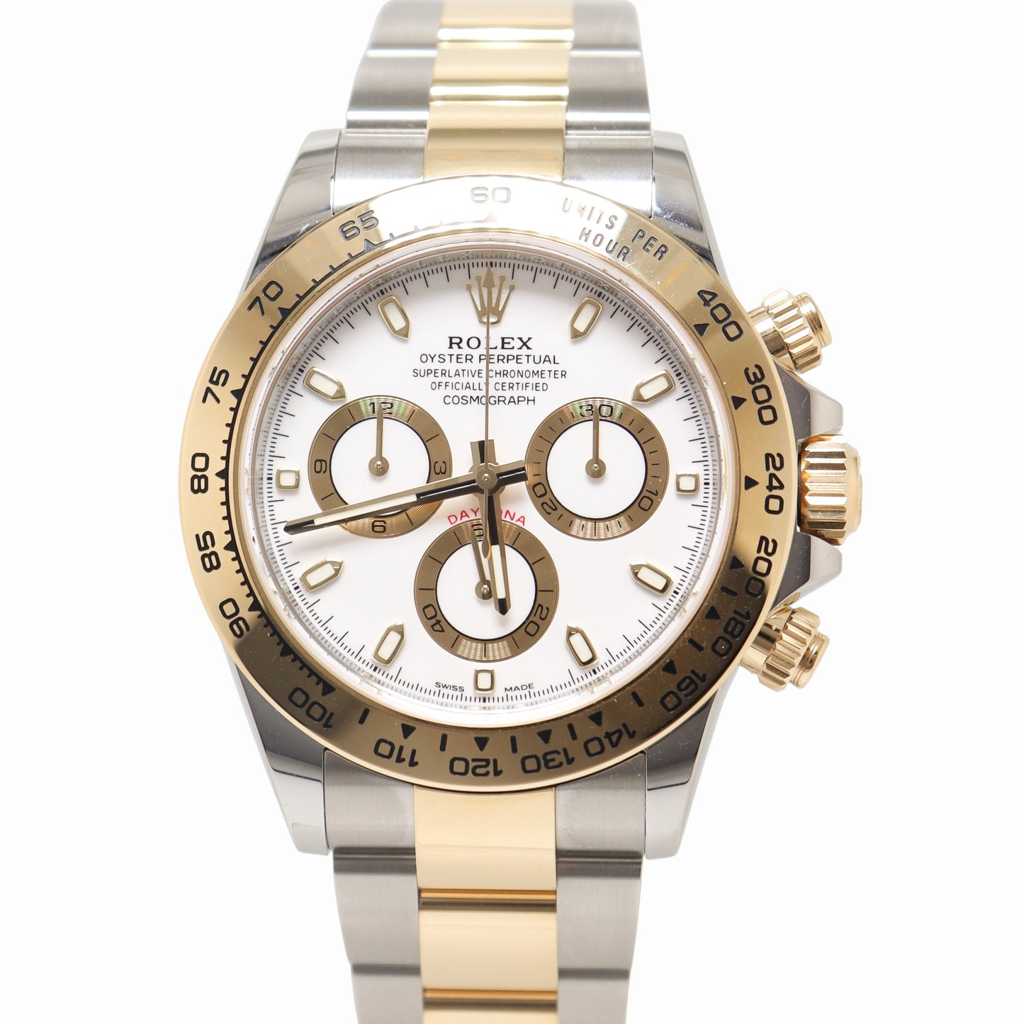 Rolex Daytona 40mm Yellow Gold & Stainless Steel White Chronograph Dial Watch Reference# 116503 - Happy Jewelers Fine Jewelry Lifetime Warranty