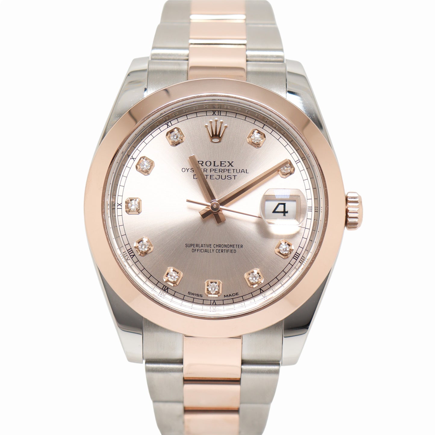 Rolex Datejust 41mm Everose Gold & Stainless Steel Sundust Pink Diamond Dial Watch Reference# 126301 - Happy Jewelers Fine Jewelry Lifetime Warranty