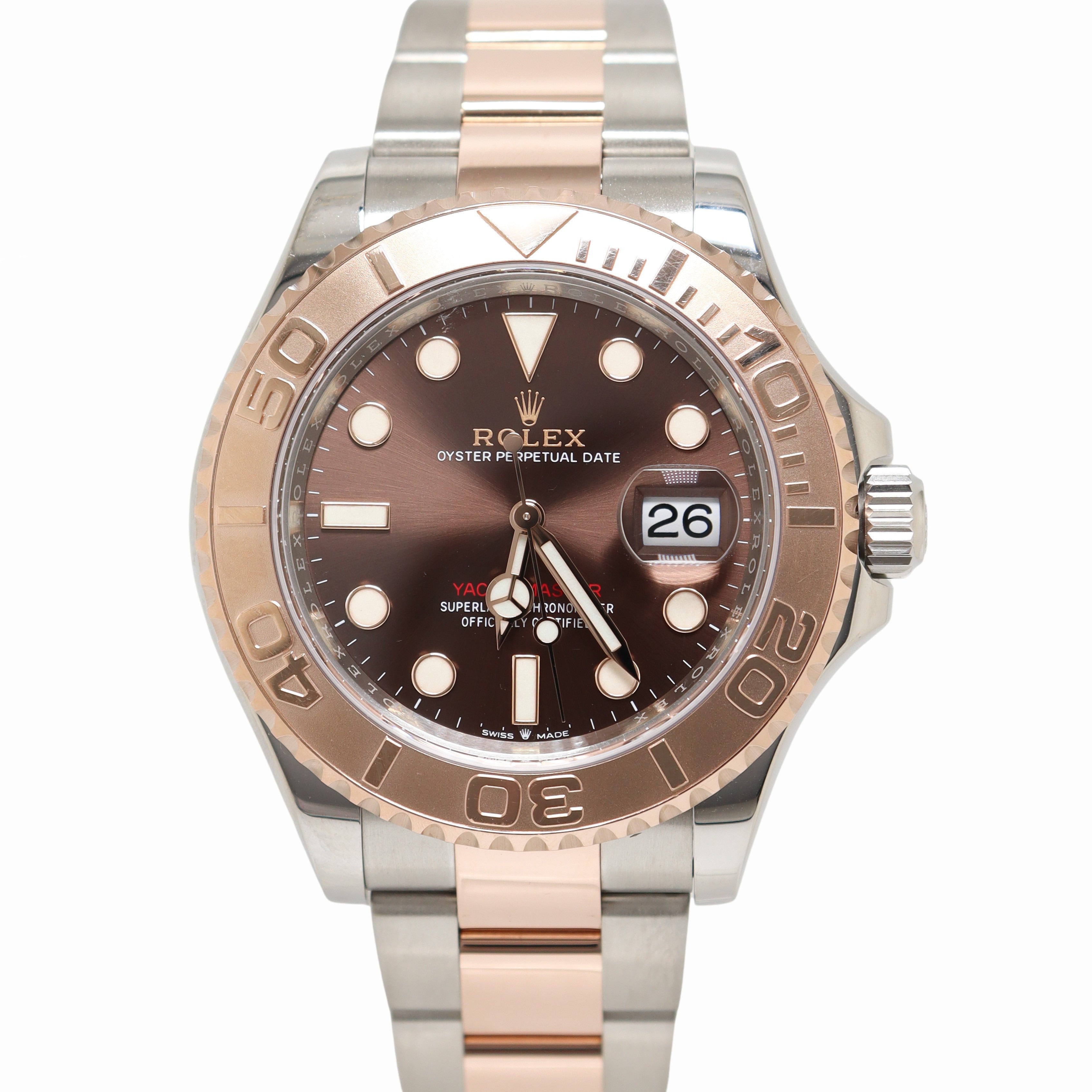 Rolex Yachtmaster 40mm Everose Gold & Stainless Steel Chocolate Dot Dial Watch Reference# 126621 - Happy Jewelers Fine Jewelry Lifetime Warranty