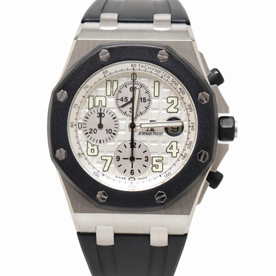 Audemars Piguet Royal Oak Offshore 42mm Stainless Steel Silver Chronograph Dial Watch Reference# - Happy Jewelers Fine Jewelry Lifetime Warranty