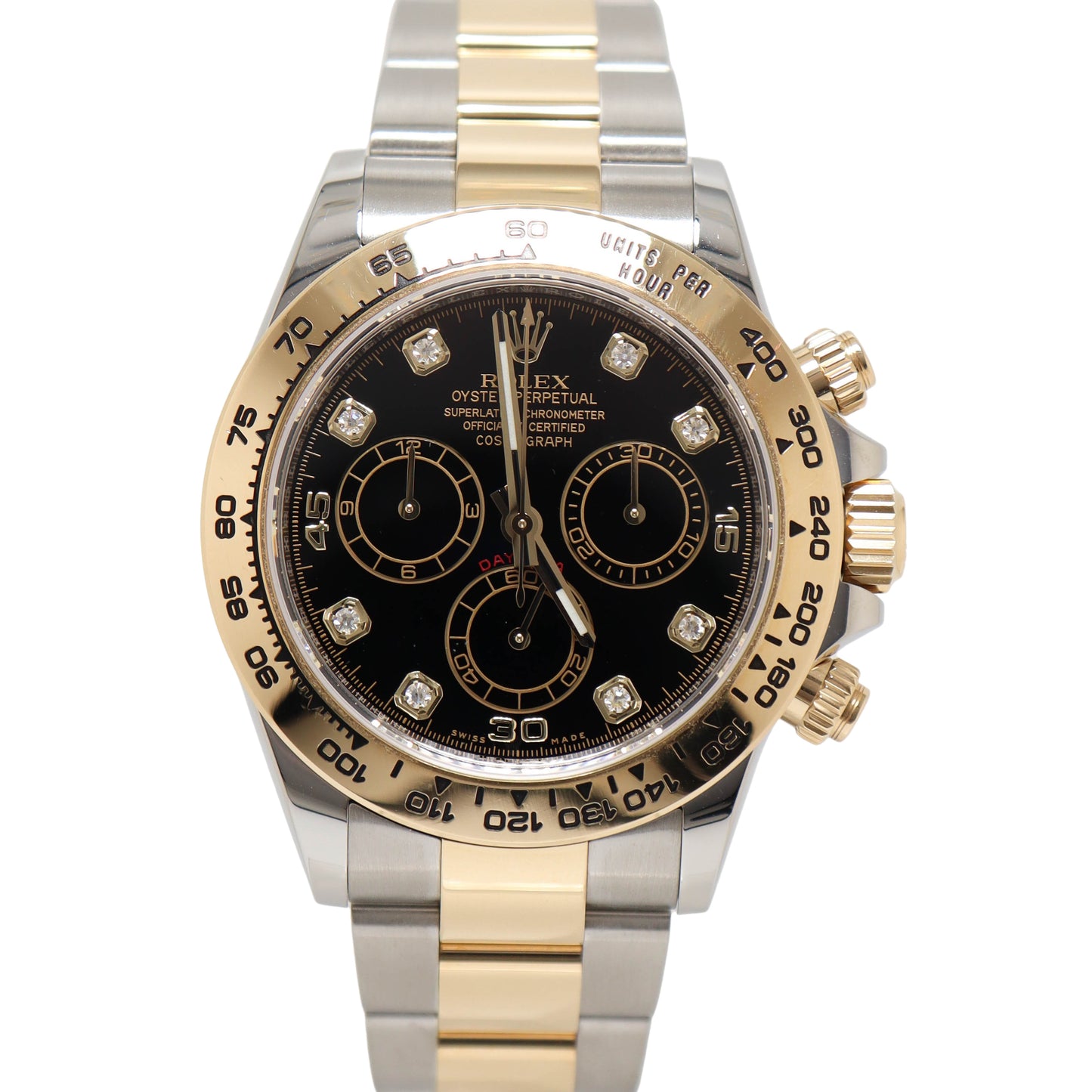 Rolex Daytona Two Tone Yellow Gold and Stainless Steel 40mm Black Chronograph Dial Watch Reference# 116503 - Happy Jewelers Fine Jewelry Lifetime Warranty