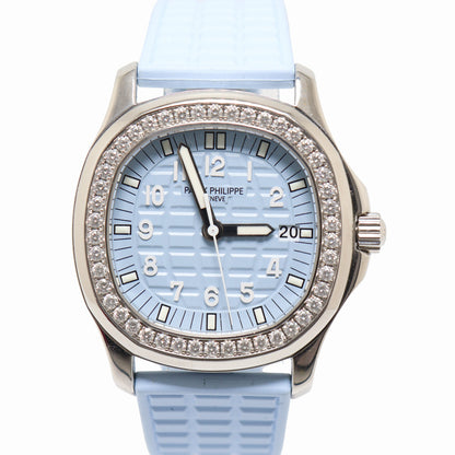 Patek Philippe Aquanaut Stainless Steel 36mm Baby Blue Dial Watch Reference# 5067A-017 - Happy Jewelers Fine Jewelry Lifetime Warranty