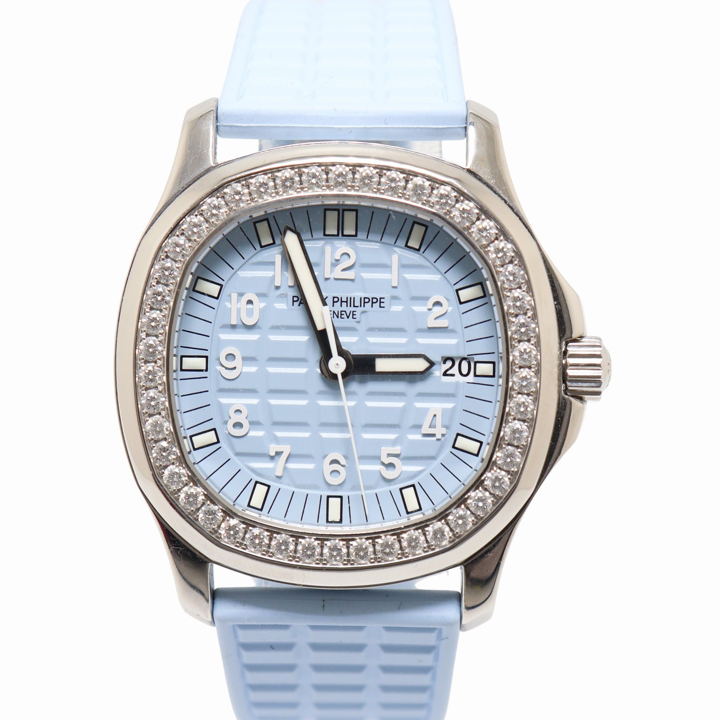 Patek Philippe Aquanaut Stainless Steel 36mm Baby Blue Dial Watch Reference# 5067A-017 - Happy Jewelers Fine Jewelry Lifetime Warranty