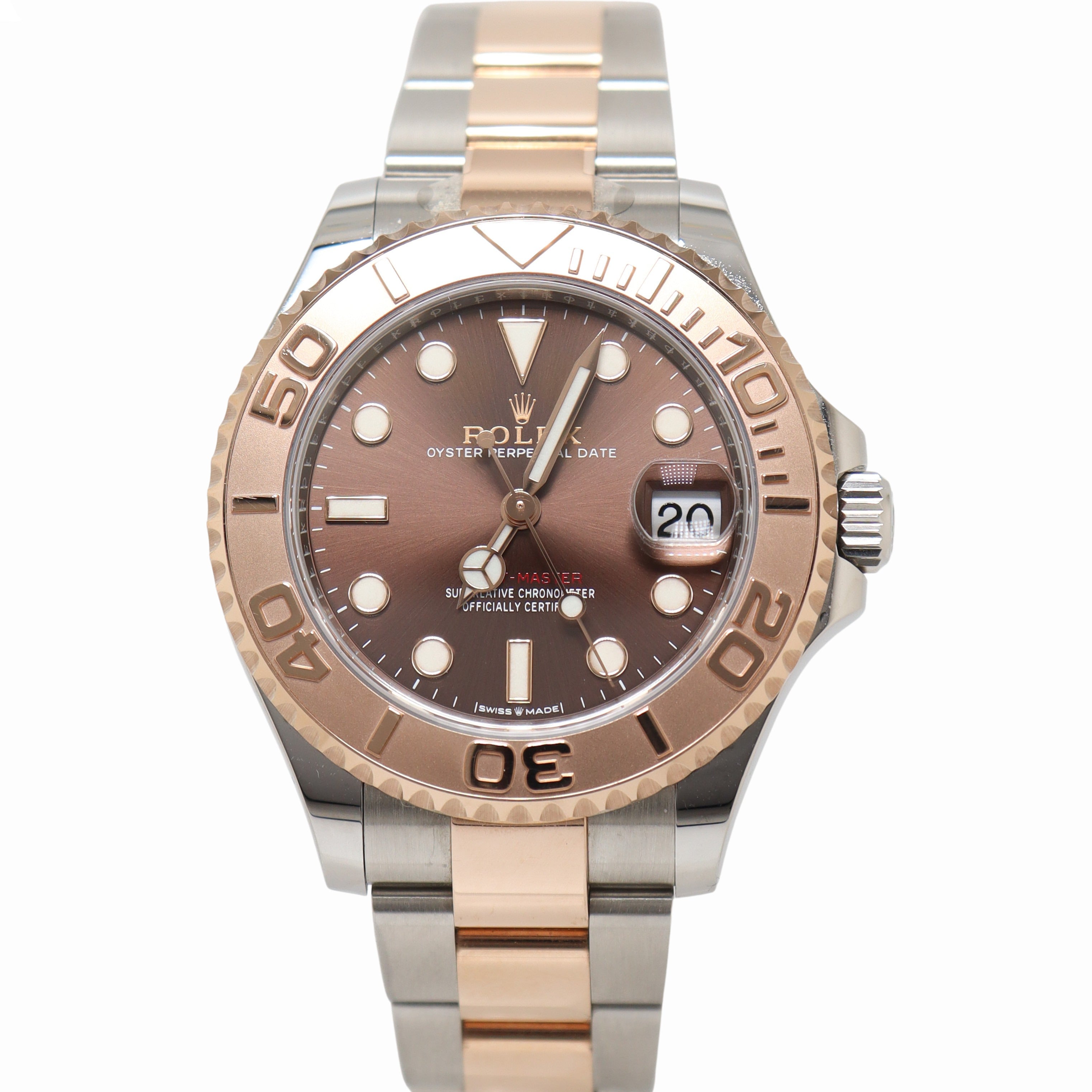 Rolex Yachtmaster 37mm Everose Gold & Stainless Steel Chocolate Dot Dial Watch Reference# 268621 - Happy Jewelers Fine Jewelry Lifetime Warranty