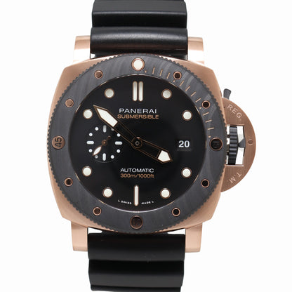 Panerai Submersible Rose Gold 44mm Black Dial Watch Reference# PAM02070 - Happy Jewelers Fine Jewelry Lifetime Warranty