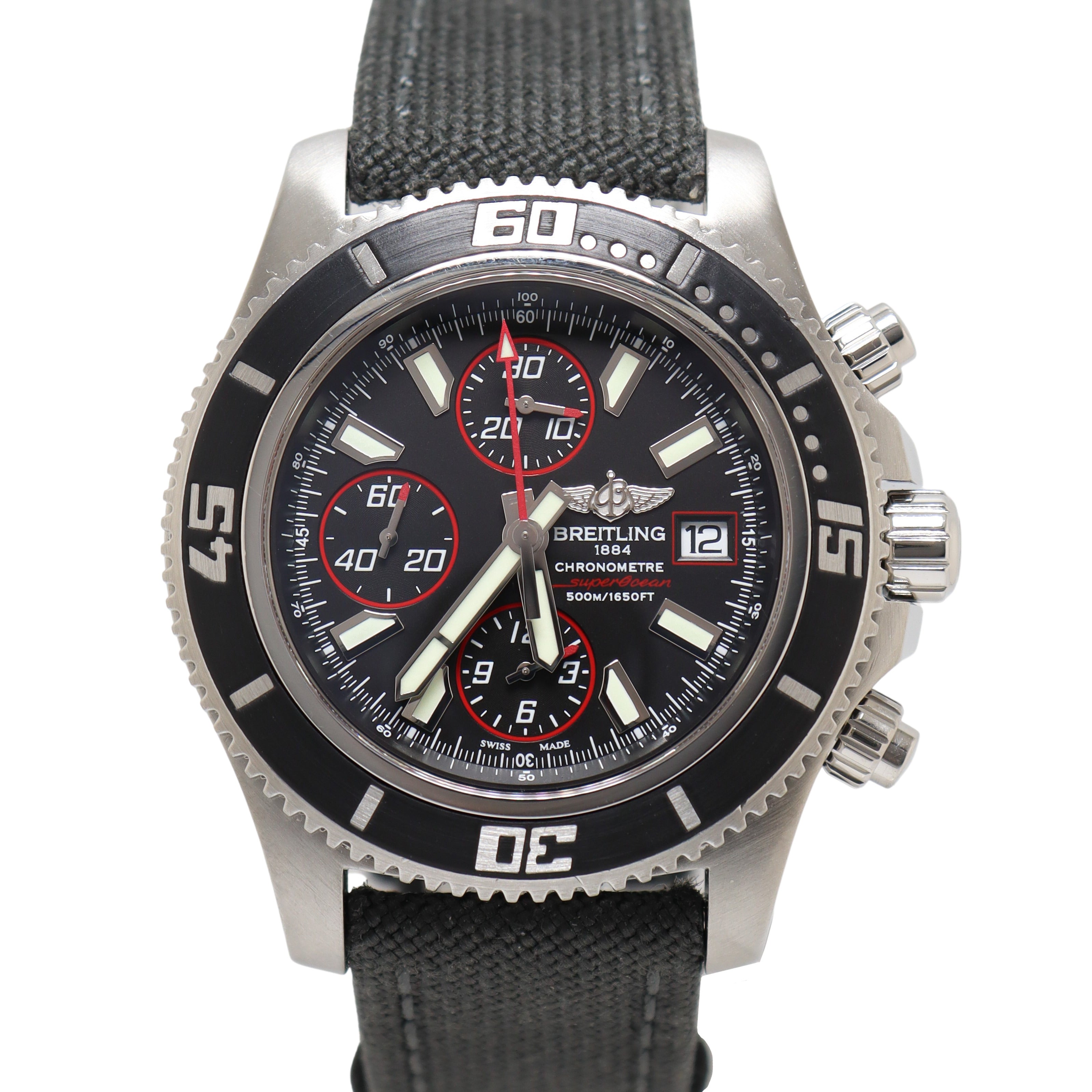 Breitling Superocean Stainless Steel 44mm Black Chronograph Dial Watch Reference# A13341 - Happy Jewelers Fine Jewelry Lifetime Warranty