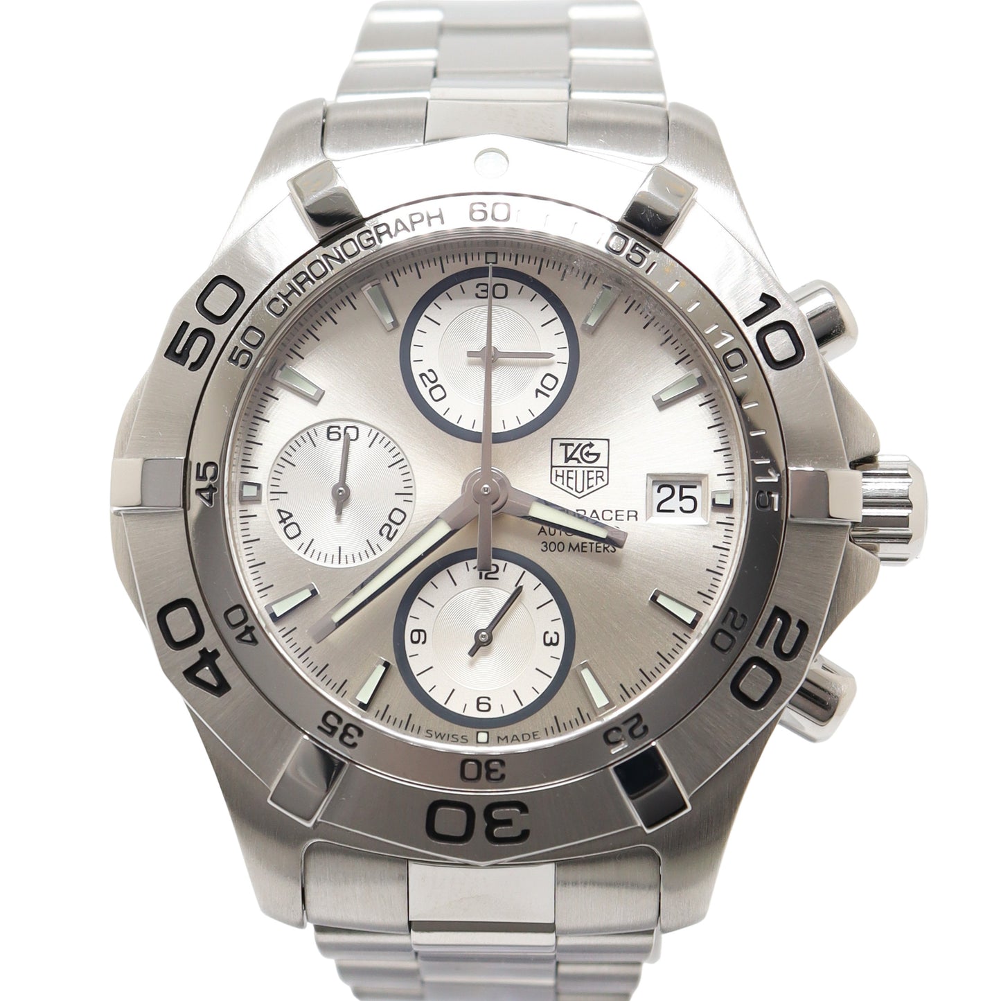 Tag Heuer Aquaracer 41mm Stainless Steel Silver Chronograph Dial Watch Reference# CAF2110 - Happy Jewelers Fine Jewelry Lifetime Warranty