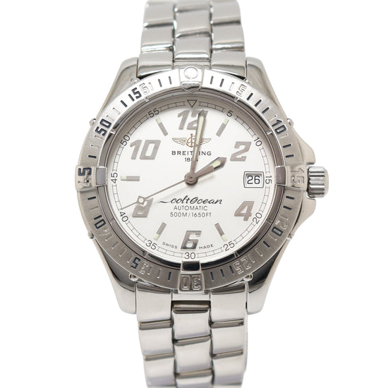 Breitling Coltocean Stainless Steel 38mm White Dial Watch Reference# A17350 - Happy Jewelers Fine Jewelry Lifetime Warranty