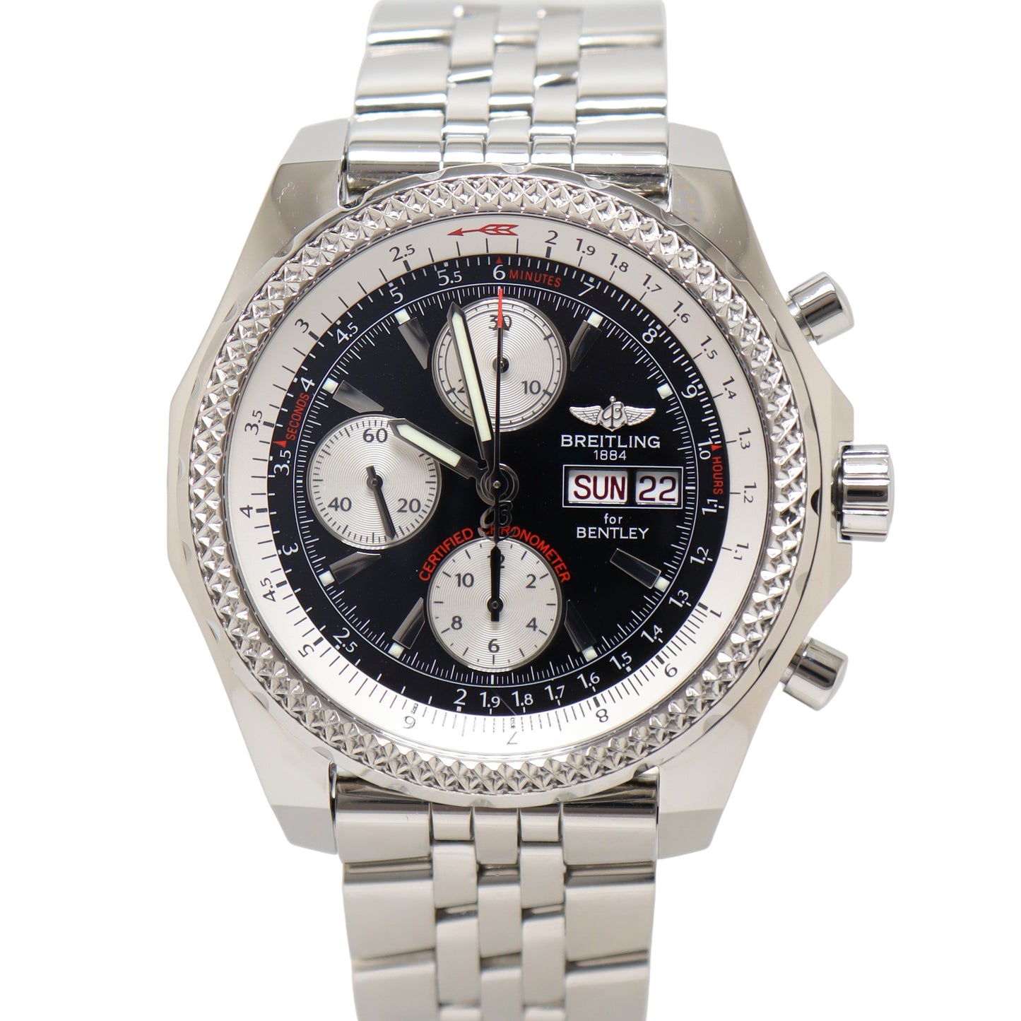 Breitling Bentley GT Stainless Steel 44mm Black Chronograph Dial Watch Reference# A13362 - Happy Jewelers Fine Jewelry Lifetime Warranty