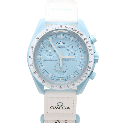 Omega x Swatch Moonswatch 42mm Sky Blue Chronograph Dial Watch - Happy Jewelers Fine Jewelry Lifetime Warranty