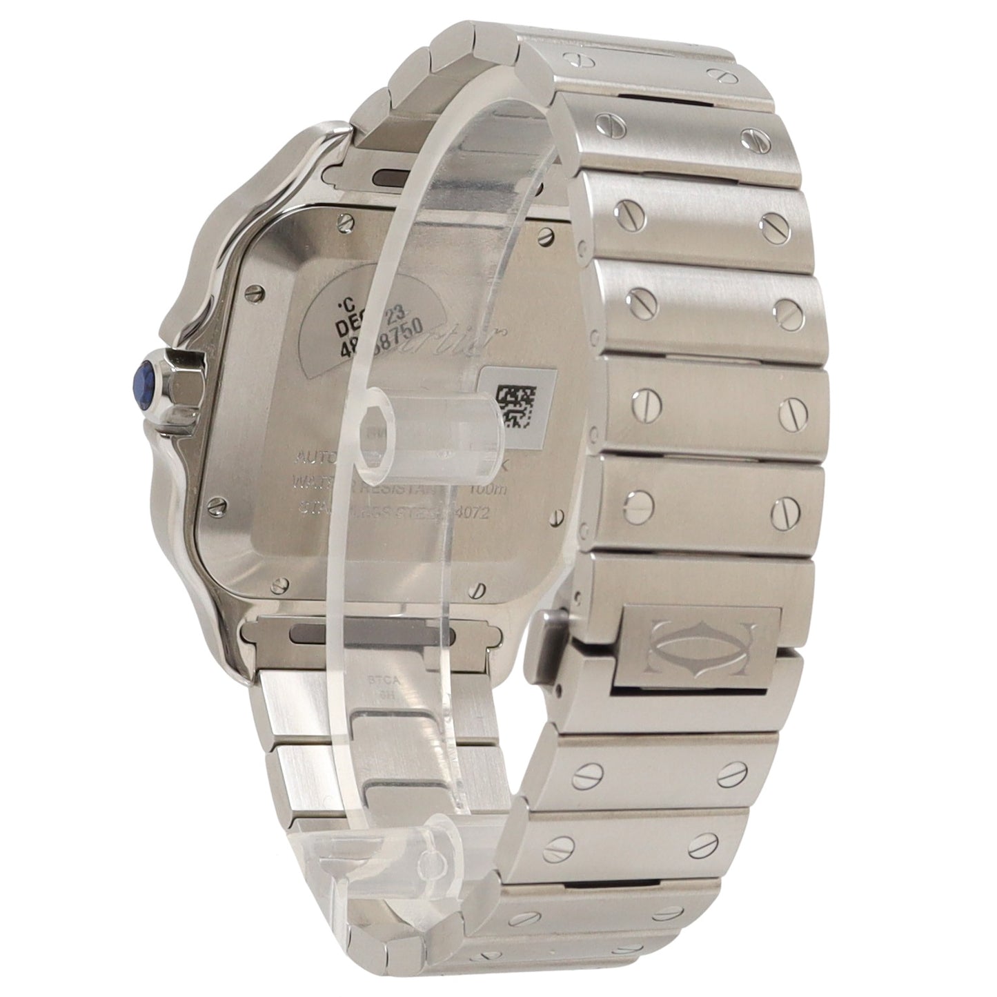 Cartier Santos 40mm Stainless Steel Blue Roman Dial Watch Reference# WSSA0048 - Happy Jewelers Fine Jewelry Lifetime Warranty