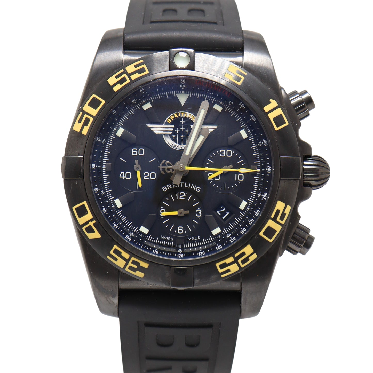 Breitling Chronomat Jet Team "American Tour Edition" Black PVD/DLC 44mm Black Chronograph Dial Watch Reference# MB0110 - Happy Jewelers Fine Jewelry Lifetime Warranty