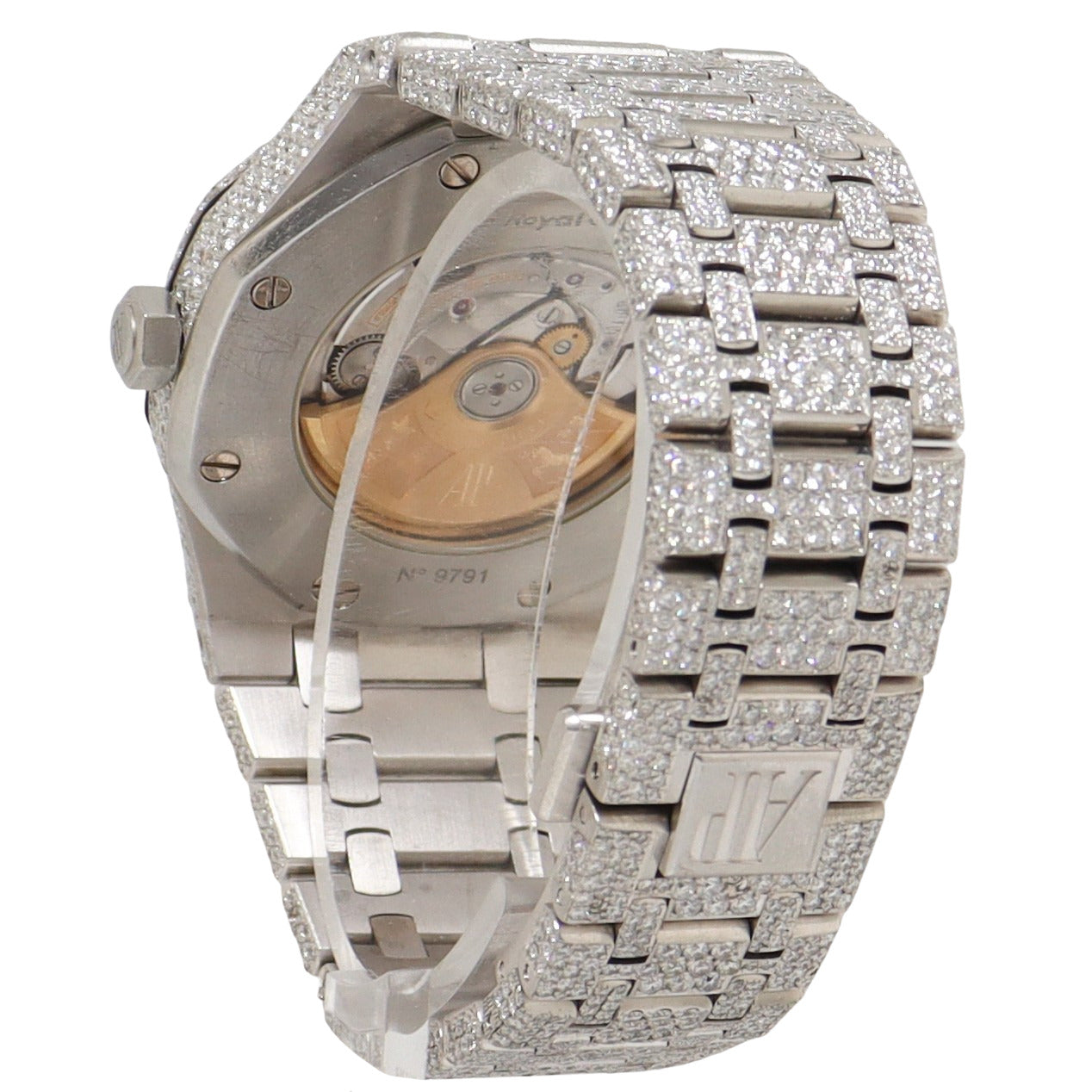 Audemars Piguet Royal Oak 41mm ICED OUT Stainless Steel Pave Diamond Dial Watch - Happy Jewelers Fine Jewelry Lifetime Warranty