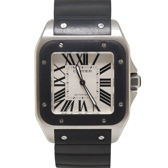 Cartier Santos 100 Stainless Steel 39mm White Roman Dial Watch Reference# W20121U2 - Happy Jewelers Fine Jewelry Lifetime Warranty